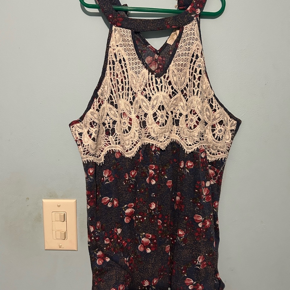 Rewind Red and Blue Embellished Tank Top